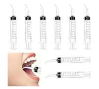 8 PCS 12cc Dental Syringes with Curved Tips Dental Syringe Curved Tips Wisdom Tooth Syringe Dental Irrigation Syri nge Curved Tip Graduated Syr inge for Oral Care & Tonsil Stones Removal