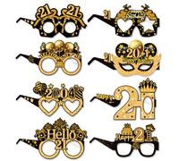 8 PCS 21th Birthday Party Glasses, Black & Gold Happy Birthday Photo Booth Props Supplies, Fun Birthday Party Paper Eyeglasses Decoration for Men and Women, Birthday Party Gift Decorations
