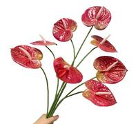 8 Pcs 23-5/8 inch Artificial Anthurium Flowers Real Touch Fake Flower for Table Centerpieces Arrangement and Bridal Wedding Festival Decor Flower Arrangement (Dark Pink)