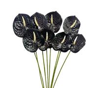 8 Pcs 23-5/8 inch Artificial Anthurium Flowers Real Touch Fake Flower | for Table Centerpieces Arrangement and Bridal Wedding Festival Decor Flower Arrangement (Black)