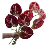 8 Pcs 23-5/8 inch Artificial Anthurium Flowers Real Touch Fake Flower for Table Centerpieces Arrangement and Bridal Wedding Festival Decor Flower Arrangement (Deep Red)