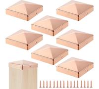 8 Pcs 3.5" x 3.5" Solid Copper Post Cap Fence Post Caps Pyramid Decking Caps with Screw for True/Actual Metal Wood Cedar Fence Deck Corridors Mailbox Posts End Cover