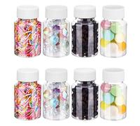 8 Pcs 3.5oz/100ml Small PET Juice Bottles Round Ginger Shot Bottles with Lids Plastic Leak-Proof Drink Bottles Reusable Shot Bottles for Smoothie,Juice,Ginger,Beer