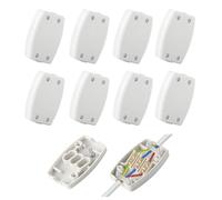 8 Pcs 3 Terminal Electrical Junction Box, Power, 13A 250V Electrical Connectors for Indoor Lighting, Flex Connector 3 Core Cable Joiner (White)