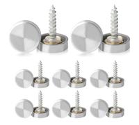 8 Pcs 304 Stainless Steel Mirror Screws - 22mm Brushed Finish Screws with Anti-Corrosion Decorative Caps, Bathroom & Furniture Fasteners for Wardrobes, Vanity Mirrors and Tabletop Fixings