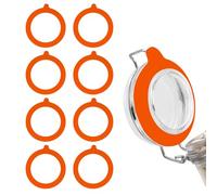 8 Pcs 4.5 Inch Rubber Seals for Glass Jars - Leak-Proof Elastic Silicone Gasket Rings, Replacement Jar Seal Accessories for Mason Jars Lids & Canning Jars, Durable & Easy to Use - Orange