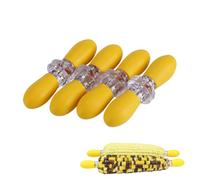 8 PCS/4 Pairs Corn Holders, Stainless Steel Corn Cob Holders Corn on The Cob Holders BBQ Skewers Fruit Skewers Corn on The Cob Skewers, Yellow