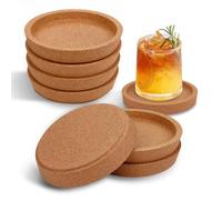 8 Pcs 4" Round Cork Coasters with Rim, Eco-Friendly & Heat-Resistant Non-Slip Absorbent Drinks Coasters for Tea Coffee Beer Wine,Versatile Jewelry Tray & Plant Saucers, Blank Coasters for DIY Crafts