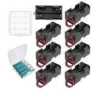 8 PCS 4 x 1.5V AA Battery Holder, KUOQIY 6V Back to Back Battery Holder Case Box with Wire Leads, with 2 PCS Plastic Battery Storage Box