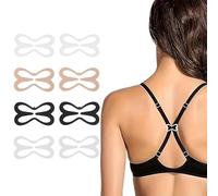 8 PCS 5x3CM Bra Strap Holder Clips Racerback Anti-Slip Adjustable Buckles for Convert Conceal Straps Black Beige White Clear