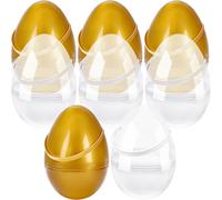 8 Pcs 6 Inch 8 Inch 10 Inch Jumbo Clear Easter Eggs with Handles Large Transparent Easter Eggs Empty DIY Plastic Egg (Transparent and Gold（ 10 Inch ）)
