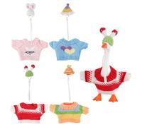 8 Pcs 7in Mini Desk Goose Knitted Outfits Set, 4 Knitted Hats & 4 Multiple Colors Clothes Cute & Funny Goose Costume Accessories for Holiday Decoration Desk Display