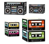 8 Pcs 80's Party Retro Cassette Tape Centerpieces Bucket Decorations Back to 80s 90s Hip Hop Radio Theme Popcorn Boxes Supplies Retro Music Culture Party Novelty Bags Favor for Adults Kids