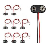8 Pcs 9V Battery Snap Connector, 9v Holder, Plastic Battery Snap T-type Cable Lead, 15 cm Flying Leads PP3 Connector Buckle Plastic Housing, Black Red Cable Connection