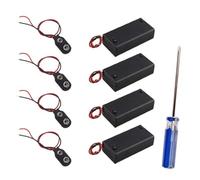 8 Pcs 9V Battery Snap Connector, T-type Cable Lead with 15cm Flying Leads, Equipped with 4 PP3 9V Enclosed Battery Holder Box with Switch and Phillips screwdriver