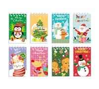 8 Pcs A7 Christmas Mini Spiral Notebook,Gingerbread Man Snowman Santa Claus Elk Penguin Small Wirebound Pocket Blank Journal Note Books Notepad for Party Favor Home Office School Classroom Supplies