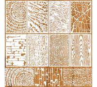 8 Pcs Abstract Geometry Texture Brick Stencils for Painting Reusable Wood Grain Mixed Crackle Marble Spray Paint Layering Stencils for Wood Furniture Fabric Art Cards DIY Crafts Decor