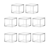 8 Pcs Acrylic Display Box with Lid, Small Clear Boxes, Clear Acrylic Square Cube Boxes Storage Containers Organiser for Candy, Pill, Small Accessories, Cosmetics, 7.5 x 7.5 x 7.5 cm