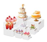 8 Pcs Acrylic Display Risers Set, White Buffet Stands for Desert Food Table Display Catering Jewelry Figures Show( 5" 6" 7" 8" 9" 10" 11" 12")