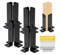 8 PCS Adjustable Deck Post Anchor Base Brackets, 1.37"x1.51"x5" Heavy-Duty Steel Post Base, Black Powder Coated, Rustproof, for 1.5x1.5 to 4x4 Wooden Columns, Includes Screws for Deck, Fence, Pergola