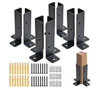 8 PCS Adjustable Deck Post Anchor Base Brackets Fit 1.5x1.5,2x2,2x4,4x4 Post, Wood Fence Pergola Post Base Brackets Kit for Decking, Fencing, Pergola, Railing, Mailbox Mount, Patio Covers