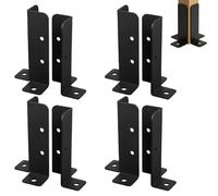 8 PCS Adjustable Post Base Brackets, Heavy Duty L-Shaped Metal Anchor Kit | Fits 1.5x1.5, 2x2, 2x4, 4x4 inch posts, rust-resistant coated, screws included, for decking, fencing, railing, patio, garden