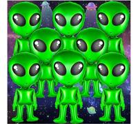 8 Pcs Alien Balloons, 32in Inflatable Green Alien Funny Inflatable Alien Balloon Blow Up Alien for Alien Party, Halloween, Christmas, Birthday Decoration