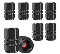 8 Pcs Aluminum Tire Valve Stem Caps Metal Car Dust Caps for Car Tyres Universal Tyre Valve Caps Car Caps with Gasket for Motorbike, Trucks, Bike, Electric Scooter, SUV, Baby Buggies (black)