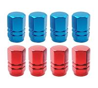 8 Pcs Aluminum Tire Valve Stem Caps - Metal Car & Motorbike Dust Caps, Universal Tyre Valve Caps with Gasket for Trucks, Bike, Electric Scooter, SUV, Baby Buggies (red, blue)