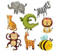 8 Pcs Animal Balloons, 3D Colorful Zoo Jungle Safari Animals Balloons, Aluminium Foil Balloon for Jungle Theme Party Decorations Baby Shower Birthday Party Decoration