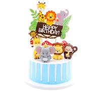 8 PCS Animal Cake Toppers,Jungle Animal Birthday Cake Decorations, Reusable,Educational 3D Figurines Set Realistic Jungle Cake Ornaments for Kids Birthday