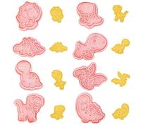 8 Pcs Animals Cookie Cutters, Plastic Cookie Stamps for Biscuits, Biscuit Cutters for Baking, Cute Cookie Cutters for Kids Children DIY Chocolate Mould (Dinosaur)