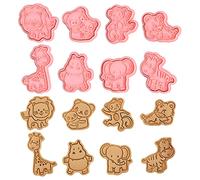 8 Pcs Animals Cookie Cutters, Plastic Cookie Stamps for Biscuits, Biscuit Cutters for Baking, Cute Cookie Cutters for Kids Children DIY Chocolate Mould (A)