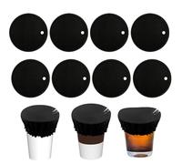 8 Pcs Anti Spike Drink Covers, Drink Covers anti Spike for Drink Protection with Straw Hole, Drink Spiking Prevention,Washable Drink Protection for Girls Women Bar Club Party(Black)