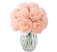 8 Pcs Artificial Peonies(No Vase), Silk Single Stem Peony Fake Flowers for Wedding Home Office Party Window Decor, Table Centerpieces, DIY Floral Arrangements (Champagne Pink)