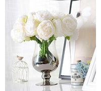 8 Pcs Artificial Peonies(No Vase), Silk Single Stem Peony Fake Flowers for Wedding Home Office Party Window Decor, Table Centerpieces, DIY Floral Arrangements (Cream White)