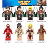8 Pcs Attack on Titan Anime Building Block Toy Minifigures Action Model Assembled Toy Kid Gift