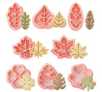 8 Pcs Autumn Biscuit Cutters, 3D Maple Leaf & Leaf Stamps, Mini Harvest Biscuit Stamps for Baking, Also Ideal as Cookie Cutters for Seasonal Treats
