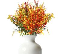8 Pcs Autumn Flowers Artificial for Autumn Decorations,Maintenance Free Fall Leaves Flowers No Fading with Stems Decor for Table Vase,Maple Leaf with Realistic Branches Crafts Suppiles