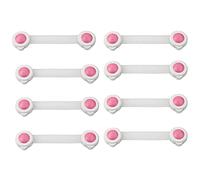 8 Pcs Baby Cabinet Lock, Child Safety Strap Locks, Easy Install Without Drilling Baby Cupboard Locks for Toilet Seat, Fridge, Closet (Pink)