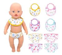 8 Pcs Baby Doll Nappies and Doll Bibs, Cute Baby Doll Accessories Set for 12-18Inch Dolls, Reusable Dolls Nappies, Baby Dolls Outfits, as a Girl Birthday Gift, Sleepover Slumber Party (Reused)