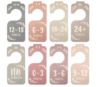 8 Pcs Baby Wardrobe Dividers，Double-Sided Nursery Closet Dividers for Clothes，Wooden Baby Clothes Dividers & Organiser for Newborn to 24 Months(Pastel Colors)