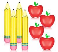 8 Pcs Back to School Balloons Inflatable Pencil Red Apple Balloon Shape Balloon for the First Day of School Classroom Birthday Party Decoration Supplies