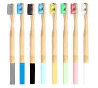 8 pcs Bamboo Toothbrushes Bamboo Charcoal Toothbrushes Natural Eco Friendly Biodegradable Organic Bamboo