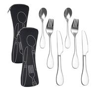 8 PCS Bariatric Plates for Portion Control Eating Portion Management Control Flatware Weight Loss Silverware Serving Spoons Forks Knives with Fabric Storage Bags