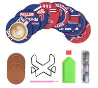 8 Pcs Baseball Diamond Art Coasters Kits with Holder, Diamond Painting Coaster Kits DIY Crafts for Adults Diamond Art Painting Kits Supplies for Philadelphia Gift