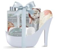 8 PCS Bath and Body Gift Set for Women, Coconut Luxury Spa Gifts for Women, Bath Spa Gift Basket with Bubble Bath, Shower Gel & More for Girlfriend, Bff, Mom, Chirstmas Anniverary Birthday Gift