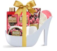 8 PCS Bath and Body Gift Set for Women, Rose Luxury Spa Gifts for Women, Bath Spa Gift Basket with Bubble Bath, Shower Gel & More for Girlfriend, Bff, Mom, Chirstmas Anniverary Birthday Gift