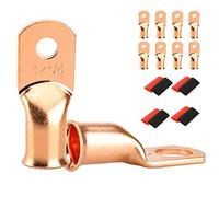 8 PCS Battery Terminal Connectors, Battery Cable Ends Lugs, 1 Gauge Wire Connectors, 1 AWG 1/4" Stud Ring Terminals, Copper Wire Lugs with Heat Shrink Tubing.