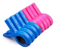 8 Pcs Beach Towel Clips for Sun Loungers, Large Strong Grip Sunbed Towel Pegs on Cruise, Windproof Heavy Duty Towel Holders for Pool Chair, Deck Chair, Garden & Laundry, Outdoor Essentials(Pink, Blue)